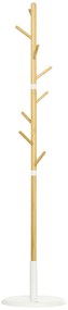 HOMCOM Cuier Vertical cu 8 Cârlige cu Bază Rotundă din Bambus, Lemn și Metal, Ø37,8x175,6 cm, Lemn Natural | Aosom Romania