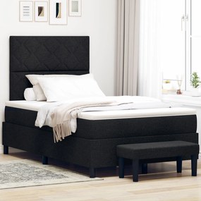 vidaXL Pat cu arcuri cu saltea și bancă negru 120x190 cm țesătură