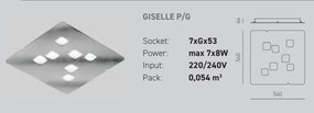 Plafoniera moderna GISELLE 54x54cm, alb, gri sau argintiu
