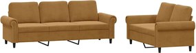 vidaXL Set de canapele cu perne, 2 piese, maro, catifea