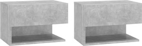 vidaXL Noptiere de perete cu montaj pe perete, 2 buc., gri beton