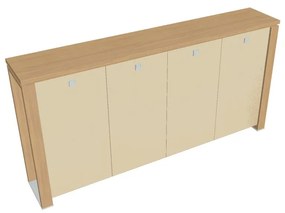 Dulap mediu pentru haine Verno+ S 260 x 46 x 130 cm, uși de sticlă, stejar deschis / vanilie