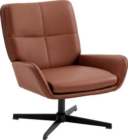 HOMCOM Fotoliu pentru Living tapițat în PU Fotoliu de Lectură cu Șezut Căptușit Brațe Picioare Metalice Maro | Aosom Romania