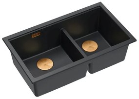 Chiuveta compozit sub blat Quadron Logan 120 negru carbon - cupru 76x45 cm