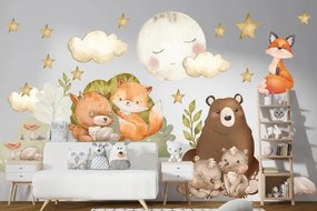 Autocolant de perete pentru copii animale din pădure și cer de noapte 60 x 120 cm