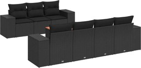 vidaXL Set mobilier de grădină cu perne, 8 piese, negru, poliratan
