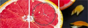 Tablou cu grapefruit tăiat (cu ceas) (90x30 cm)