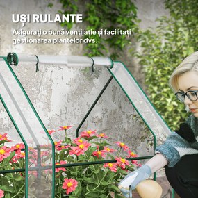 Outsunny Mini Seră Portabilă Tunel pentru Plante și Flori cu Uși Rulabile cu Fermoar, Transparentă | Aosom Romania