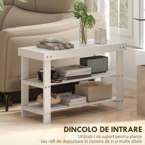 HOMCOM Pantofar tip Băncuță pentru Hol cu 3 Niveluri, 70x28x45 cm, Lemn natural | Aosom Romania