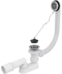 Set de scurgere pentru cada de baie 570 mm, cu revarsare, cromat Crom