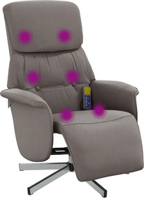 vidaXL Fotoliu masaj rabatabil cu suport picioare, gri taupe, textil