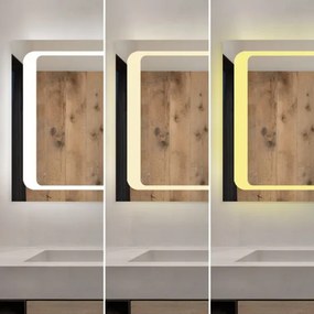 Oglindă Baie LED și Dezaburire Elit's Premium cu Senzor Touch, Lumina Rece, Caldă și Neutră, 90x65cm