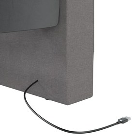Pat de zi cu saltea si USB, gri deschis, 90x200 cm, textil Gri deschis