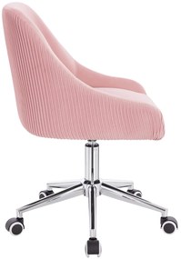 HR920K Scaun Roz Pudra din Catifea cu Bază Cromata