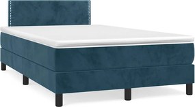 vidaXL Pat box spring cu saltea, albastru închis, 120x200 cm, catifea