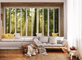 Fototapet - Privire din geam spre pădure (152,5x104 cm), în 8 de alte dimensiuni noi
