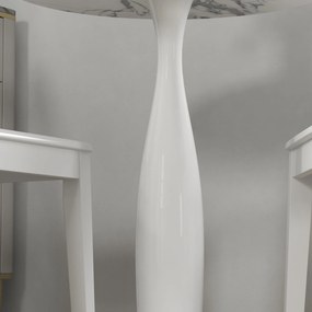 HOMCOM Masă rotundă, oțel vopsit electrostatic, MDF cu melamină, picioare antiderapante, 70 x 74 cm, Alb | Aosom Romania