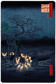 Poster Hiroshige - New Years Eve Foxfire, Hiroshige Utagawa