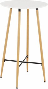 Masă de bar, alb/stejar, diametru 60 cm, IMAM