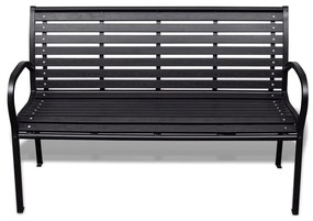 41556 vidaXL Bancă de grădină, negru, 125 cm, oțel și WPC