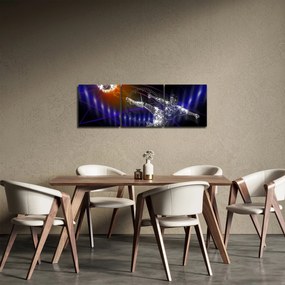 Tablou - Fotbaliști în săritură (cu ceas) (90x30 cm)