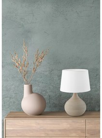 Veioză din ceramică și pânză Trio Martin, înălțime 29 cm, alb-taupe