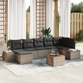 vidaXL Set de canapea de grădină 8 pcs Gri Rattan poli