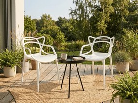 Set de gradina KATO SIRVON - 2 scaune si masa rotunda, negru/alb