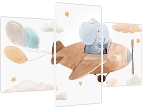 Tablou - Acuarelă elefant într-un avion (90x60 cm)