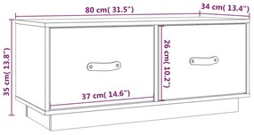 Comoda TV, alb, 80x34x35 cm, lemn masiv de pin 1, Alb