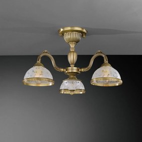 Lustra aplicata cu 3 brate design clasic din alama si sticla 6202