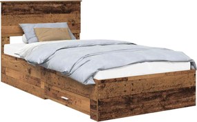 vidaXL Cadru de pat cu headboard Lemn vechi 100 x 200 cm Lemn compozit