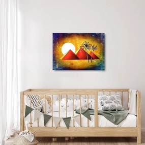 Tablou pe sticlă cu piramidele egiptene pictate (70x50 cm)