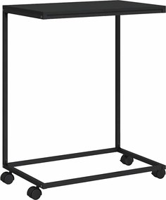 vidaXL Masă laterală cu roți, negru, 55x35x70 cm, lemn prelucrat