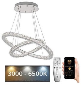 Lustră LED dimabilă pe cablu LED/115W/230V 3000-6500K argintiu + telecomandă