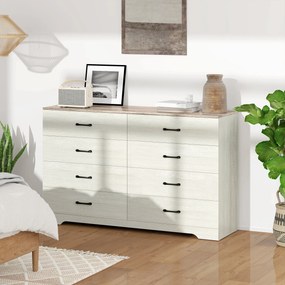 HOMCOM Comodă cu 8 Sertare pentru Dormitor, Modernă, cu Mânere, Spațioasă pentru Sufragerie, Cameră și Hol, 140x40x86 cm, Nuc și Gri Deschis | Aosom Romania