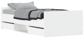 3203810 vidaXL Cadru de pat cu tăblie de cap/picioare, alb, 90x190 cm