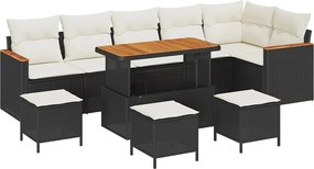 vidaXL Set de canapele pentru grădină 10 pcs Negru poliratan