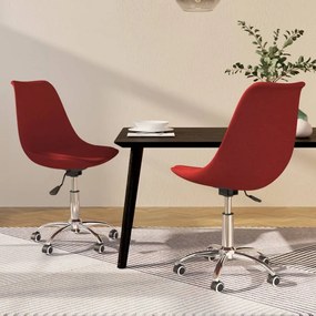vidaXL Scaune de bucătărie pivotante, 2 buc., roșu vin, textil