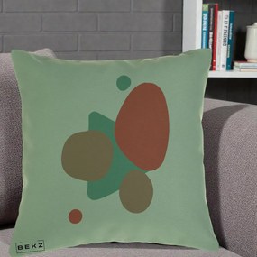 Perna Decorativa Abstract Forme Coral Turcoaz, 40x40 cm, Verde, Husa Detasabila, Perna Inclusa, BEKZ®