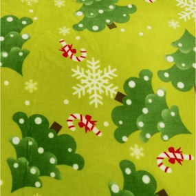 Set lenjerie cocolino CHRISTMAS TREE verde + cearsaf Cocolino microplus SOFT 180x200 cm alb, pat dublu