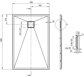 Cadita de dus Deante Correo gri metalic 90x140 cm