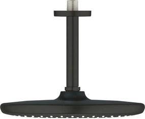 Palarie si brat de dus negru mat Grohe Tempesta 250 Cube rotunda montaj tavan