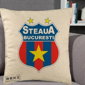 Perna Personalizata Steaua Bucuresti Fotbal, 40x40 cm, Bej, Husa Detasabila, Perna Inclusa, BEKZ®