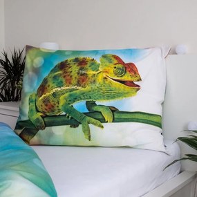 Lenjerie de pat fosforescentă pentru copii verde din bumbac pentru pat de o persoană 140x200 cm Chameleon – Jerry Fabrics