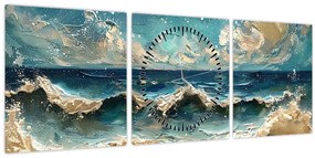 Tablou - Pictura mării (cu ceas) (90x30 cm)