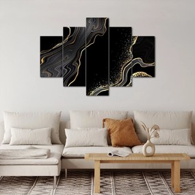 Tablou - Marmură negru - auriu (150x105 cm)