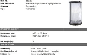 Suport lumanare design LUX Mayson L, bronz lucios 113759 HZ