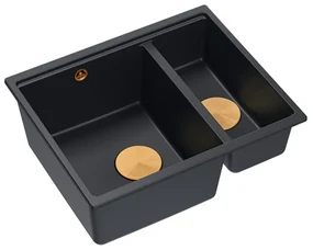 Chiuveta compozit sub blat Quadron Logan 150 negru carbon - cupru 56x46 cm