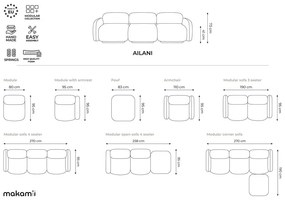 Șezlong modular verde închis (cu colț pe partea stângă) Ailani – Makamii